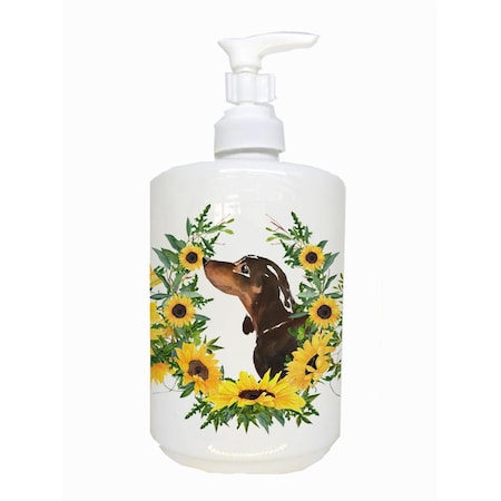 Carolines Treasures Red Tan Dachshund Ceramic Soap Dispenser CK2951SOAP